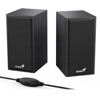 Genius SP-HF180 6W Wooden Desktop USB 2.0 Stereo Speakers with 3.5mm Audio Jack & Volume Control, Black Genius SP-HF180 6W Wooden Desktop USB 2.0 Stereo Speakers with 3.5mm Audio Jack & Volume Control, Black